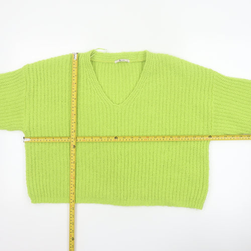 Tu Women Green Size 14 Chunky Knit V-Neck Pullover Jumper