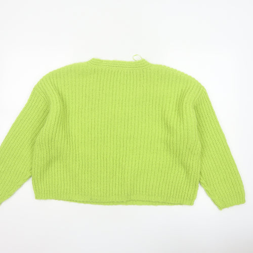 Tu Women Green Size 14 Chunky Knit V-Neck Pullover Jumper