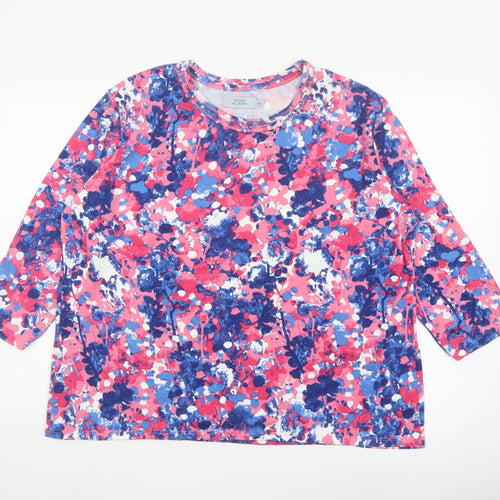 Honor Millburn Women's Multicoloured Size 20 Floral Jersey 3/4 Sleeve Top