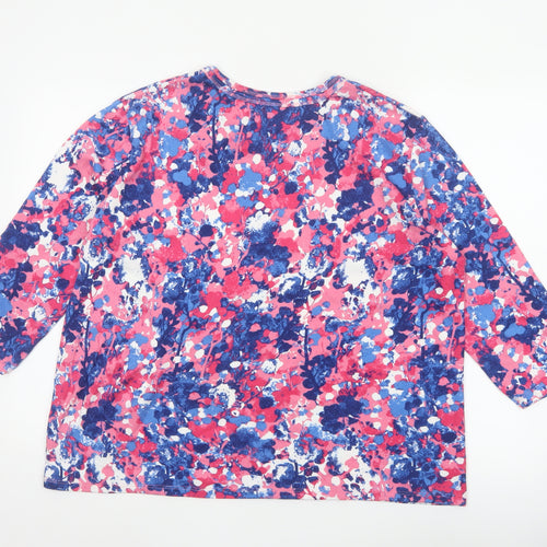 Honor Millburn Women's Multicoloured Size 20 Floral Jersey 3/4 Sleeve Top