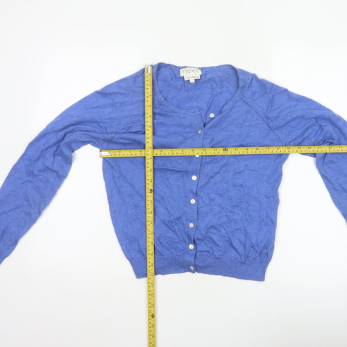 Next Women Blue Cotton Blend Button Cardigan UK 12 Long Sleeve