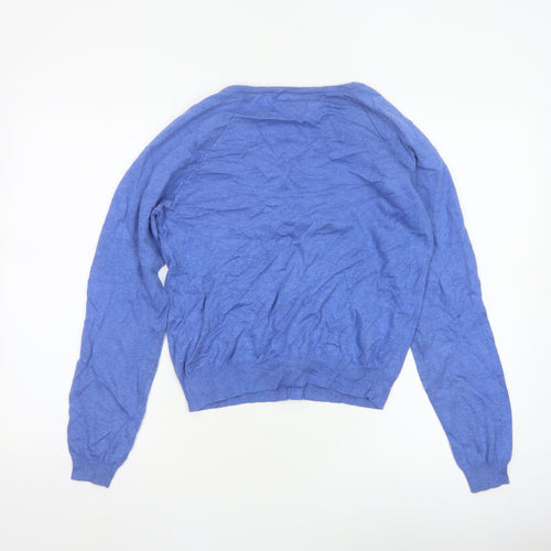 Next Women Blue Cotton Blend Button Cardigan UK 12 Long Sleeve
