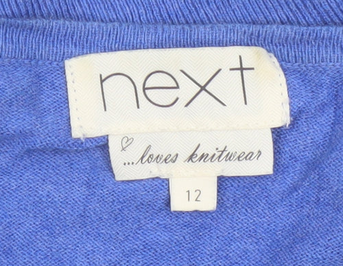 Next Women Blue Cotton Blend Button Cardigan UK 12 Long Sleeve