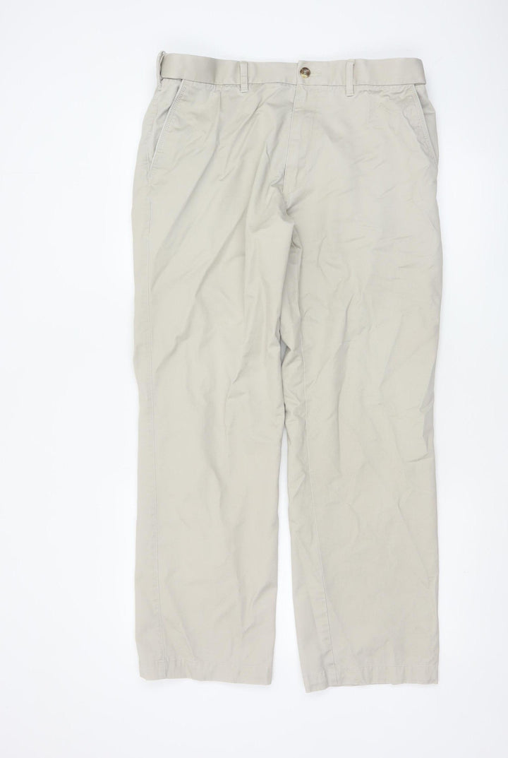 Marks Spencer Men's Beige 34W 31L Stormwear Cotton Chino Trousers