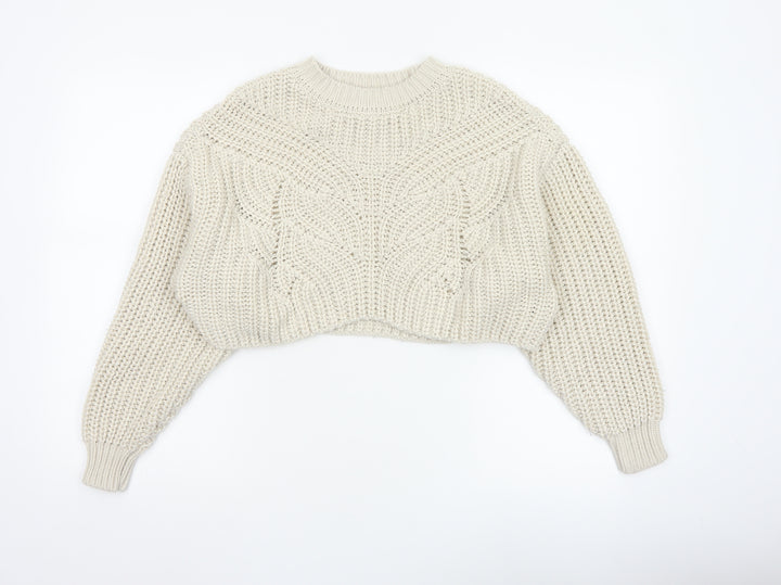Topshop Women’s Ivory XS Chunky Cable Knit Cropped Pullover Jumper