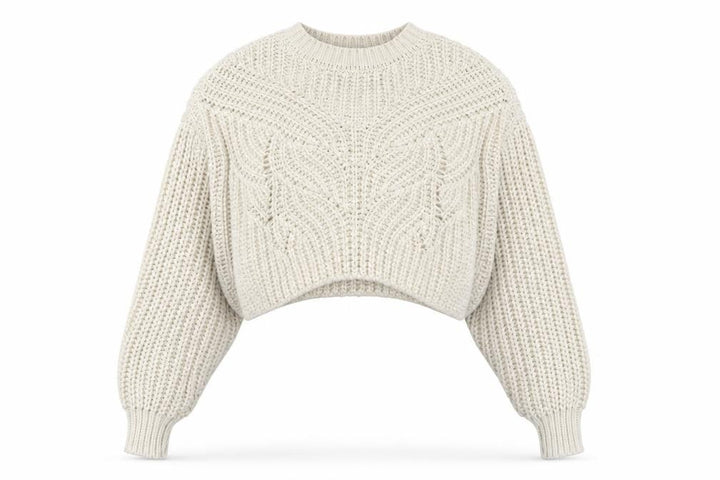 Topshop Women’s Ivory XS Chunky Cable Knit Cropped Pullover Jumper