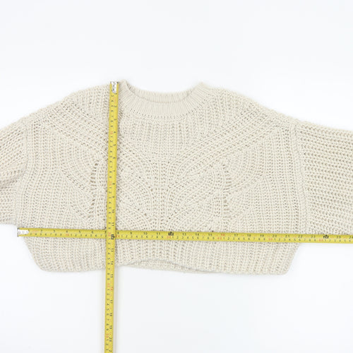 Topshop Women’s Ivory XS Chunky Cable Knit Cropped Pullover Jumper