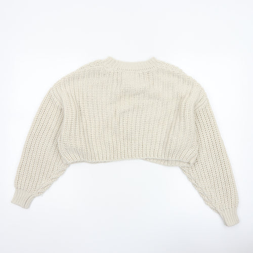 Topshop Women’s Ivory XS Chunky Cable Knit Cropped Pullover Jumper
