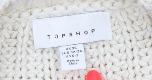 Topshop Women’s Ivory XS Chunky Cable Knit Cropped Pullover Jumper