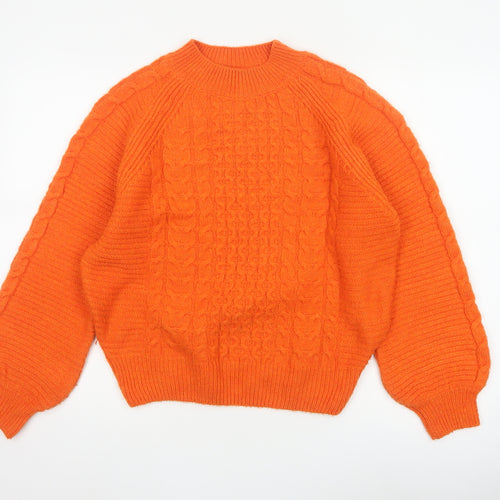 Next Women’s Orange XS Cable Knit Crew Neck Raglan Jumper