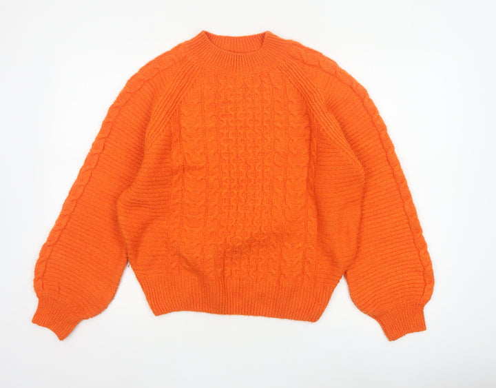 Next Women’s Orange XS Cable Knit Crew Neck Raglan Jumper