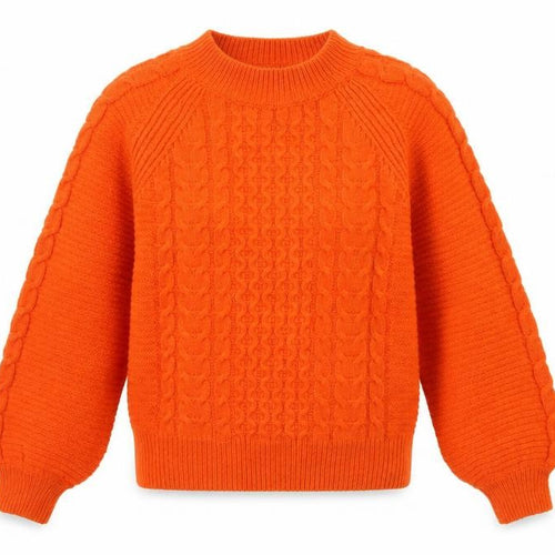 Next Women’s Orange XS Cable Knit Crew Neck Raglan Jumper