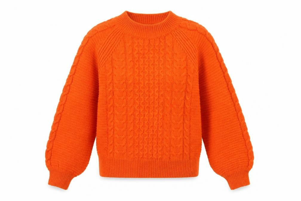 Next Women’s Orange XS Cable Knit Crew Neck Raglan Jumper