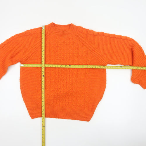 Next Women’s Orange XS Cable Knit Crew Neck Raglan Jumper