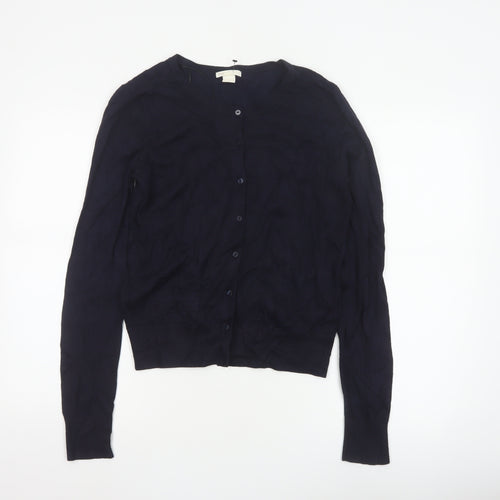 Basic Women’s Blue Size 8 V-Neck Button Knit Cardigan