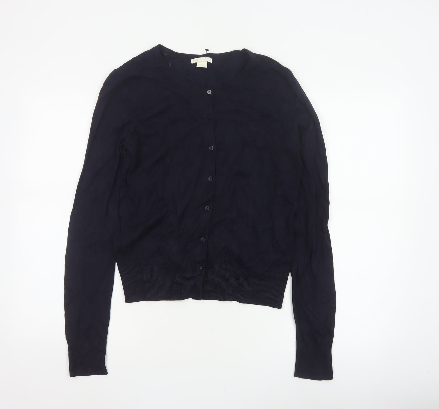 Basic Women’s Blue Size 8 V-Neck Button Knit Cardigan