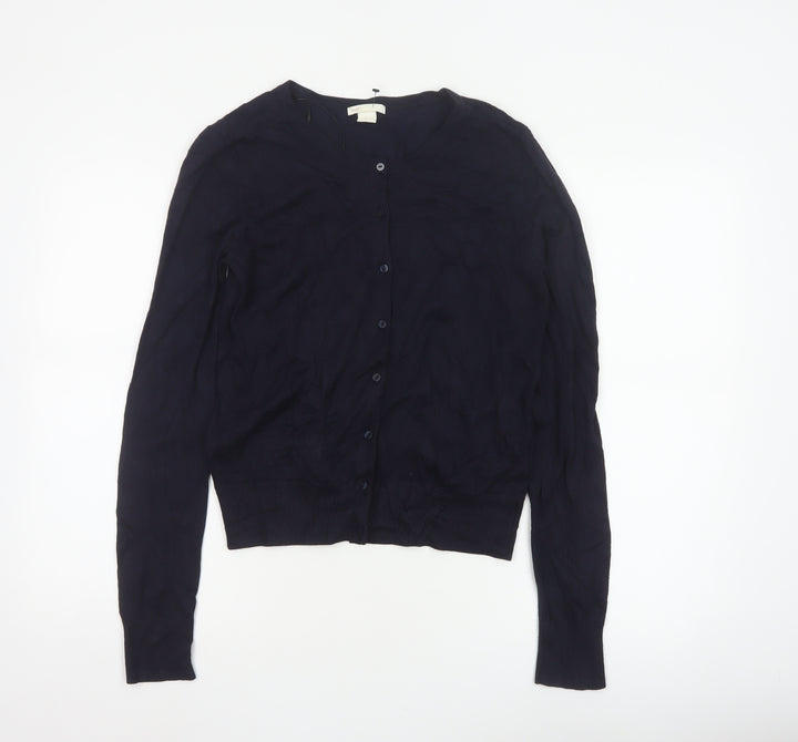 Basic Women’s Blue Size 8 V-Neck Button Knit Cardigan