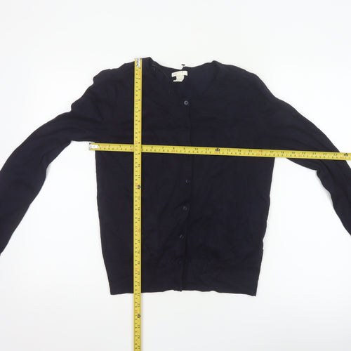 Basic Women’s Blue Size 8 V-Neck Button Knit Cardigan
