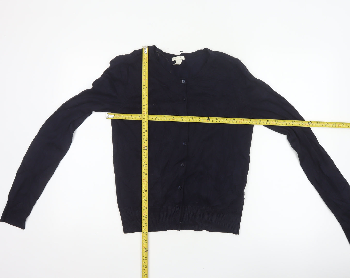 Basic Women’s Blue Size 8 V-Neck Button Knit Cardigan