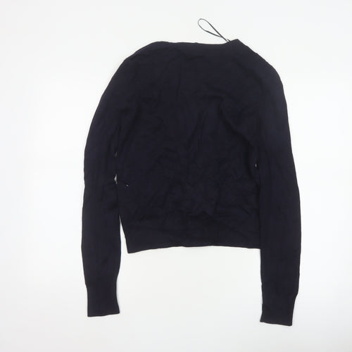 Basic Women’s Blue Size 8 V-Neck Button Knit Cardigan