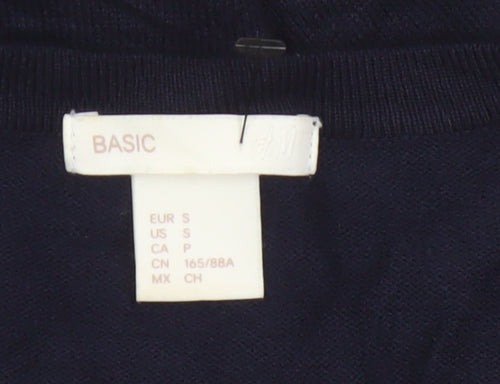 Basic Women’s Blue Size 8 V-Neck Button Knit Cardigan