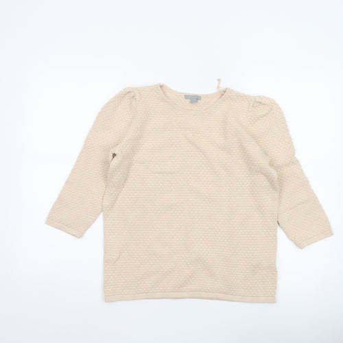 COS Women’s Beige M Cotton Textured Knit Raglan Sleeve Jumper