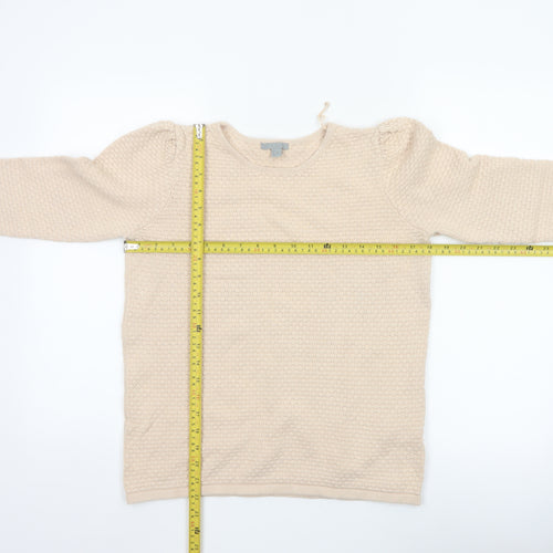 COS Women’s Beige M Cotton Textured Knit Raglan Sleeve Jumper