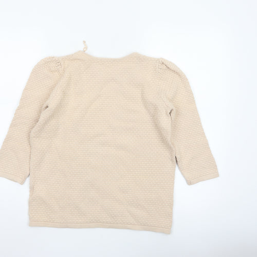 COS Women’s Beige M Cotton Textured Knit Raglan Sleeve Jumper