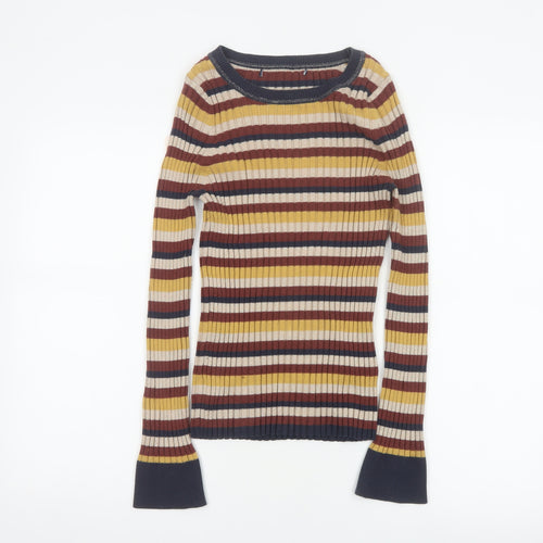 Next Women’s Multicoloured Striped Glitter Rib Knit Jumper UK 10
