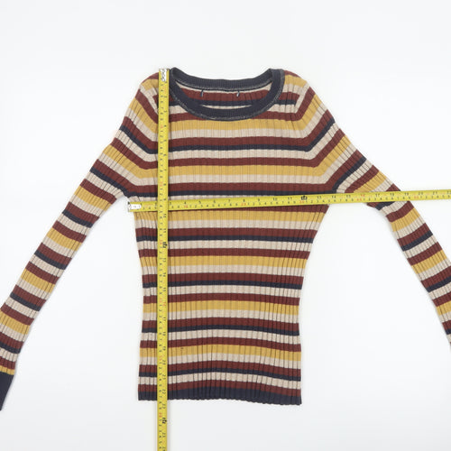 Next Women’s Multicoloured Striped Glitter Rib Knit Jumper UK 10