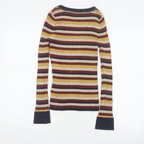 Next Women’s Multicoloured Striped Glitter Rib Knit Jumper UK 10