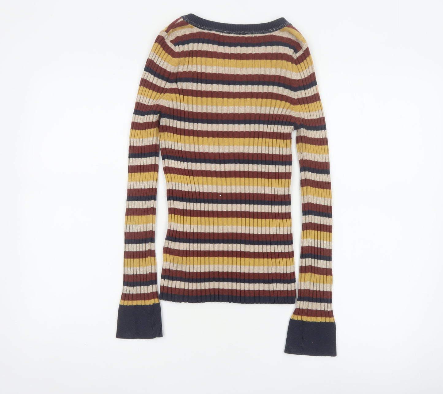 Next Women’s Multicoloured Striped Glitter Rib Knit Jumper UK 10