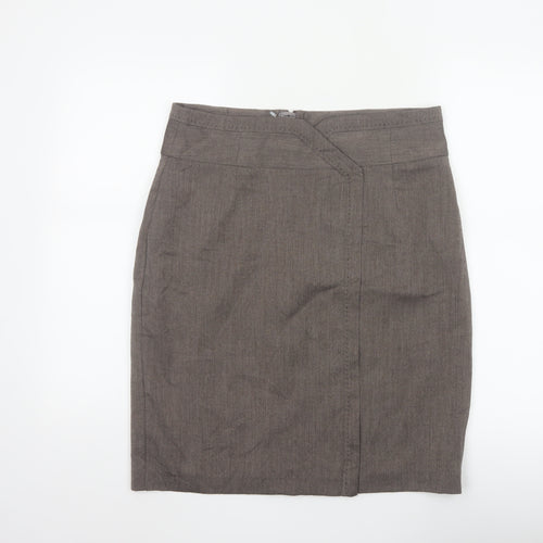 Next Women’s Brown UK 14 Knee Length Pencil Skirt Lined Zip
