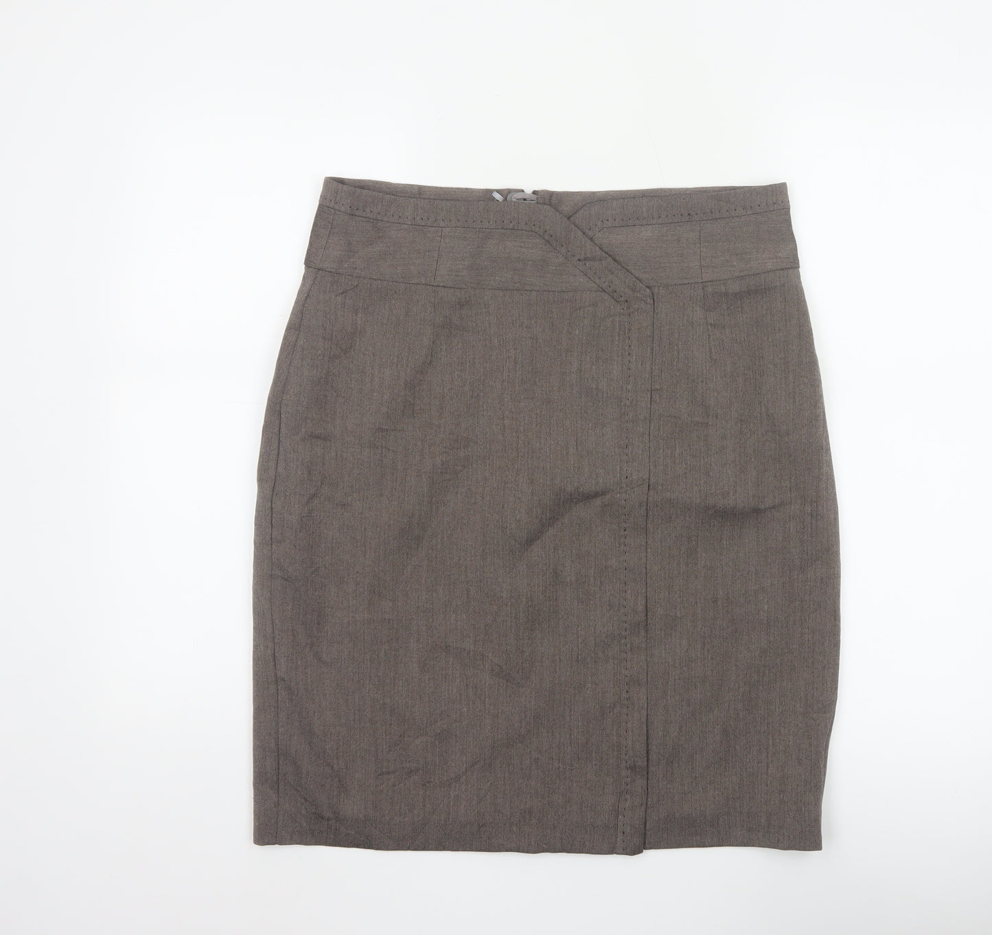 Next Women’s Brown UK 14 Knee Length Pencil Skirt Lined Zip
