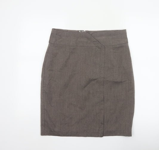 Next Women’s Brown UK 14 Knee Length Pencil Skirt Lined Zip