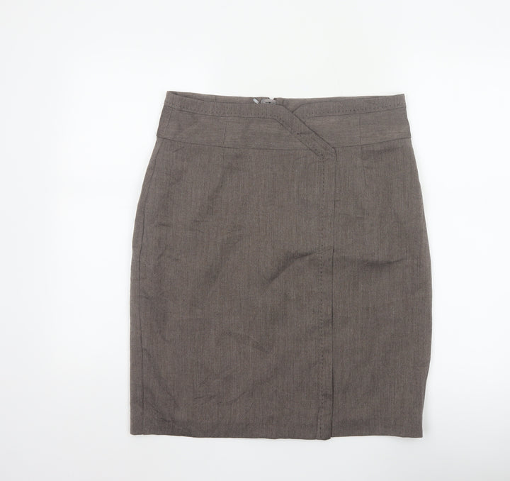Next Women’s Brown UK 14 Knee Length Pencil Skirt Lined Zip