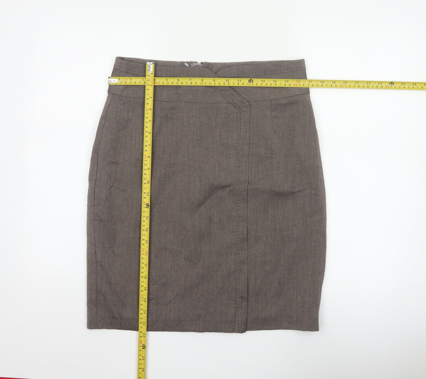 Next Women’s Brown UK 14 Knee Length Pencil Skirt Lined Zip