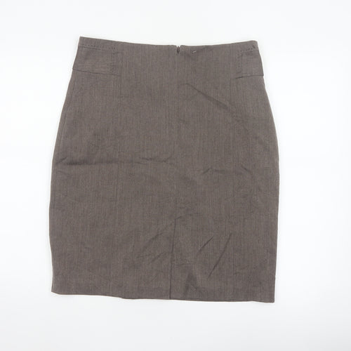 Next Women’s Brown UK 14 Knee Length Pencil Skirt Lined Zip