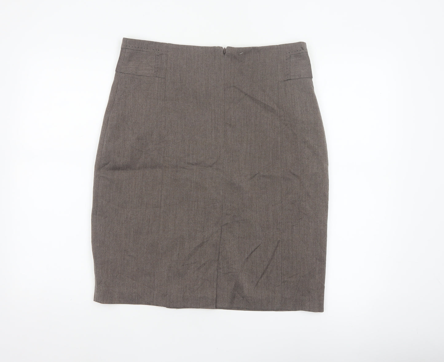 Next Women’s Brown UK 14 Knee Length Pencil Skirt Lined Zip