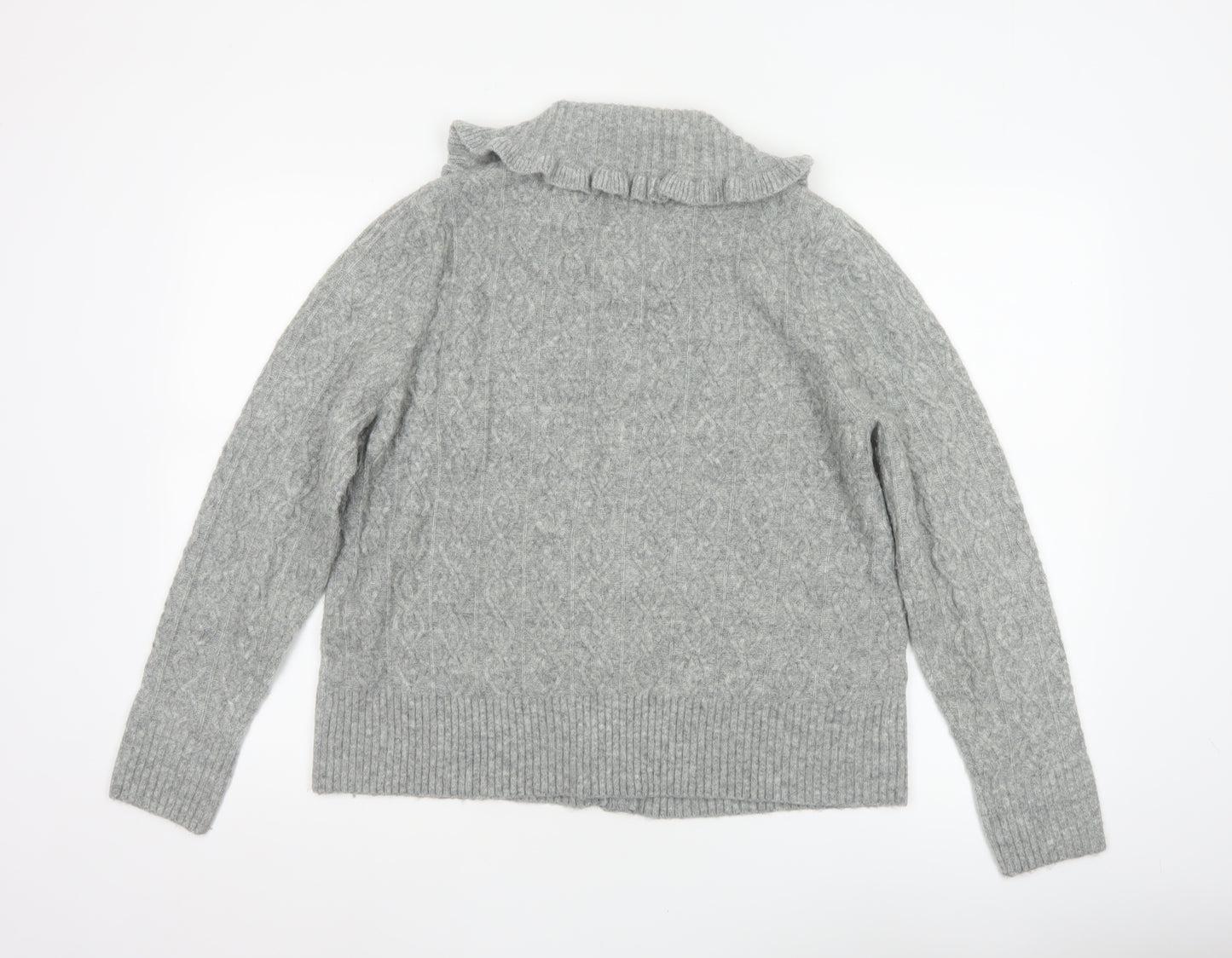 Tu Women’s Grey Cable-Knit Collared Button Cardigan Size 14
