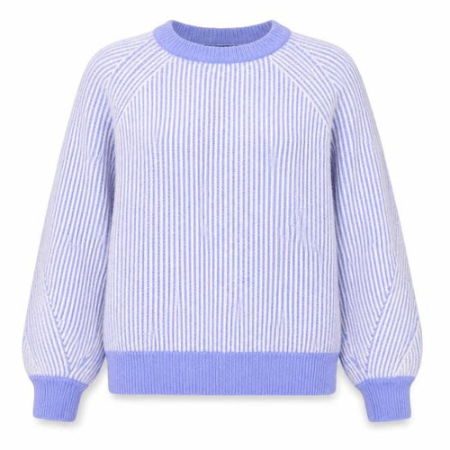 Marks and Spencer Women Blue M Rib Knit Striped Raglan Jumper