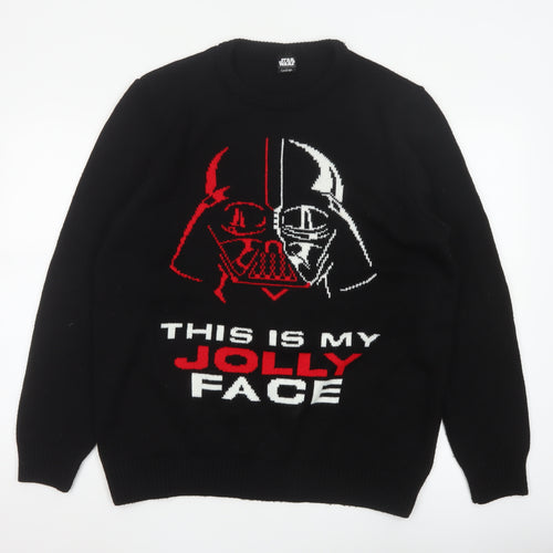 George Men’s Black L Star Wars Jolly Face Graphic Knit Jumper