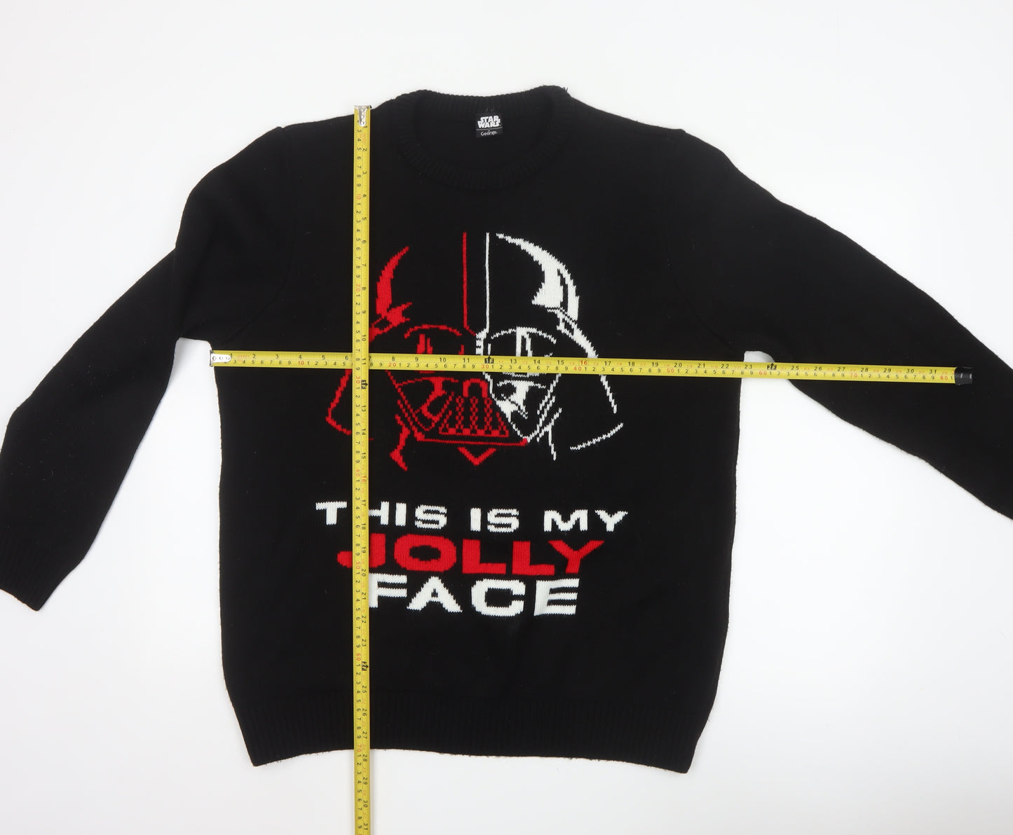 George Men’s Black L Star Wars Jolly Face Graphic Knit Jumper