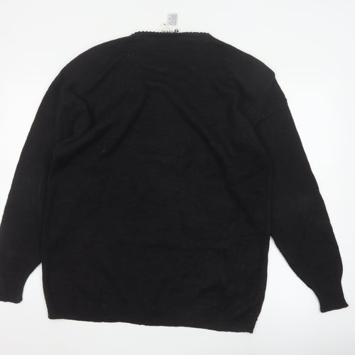 Joyce Women’s Black XL Vintage Sequin Beaded Crew Neck Jumper