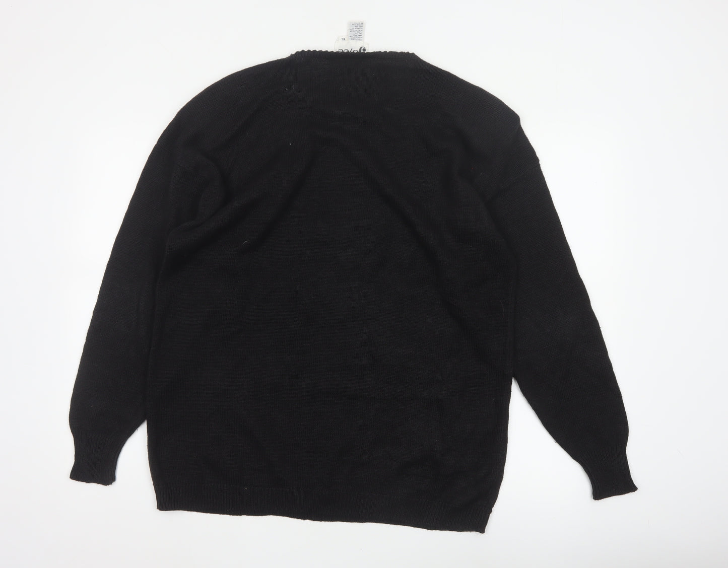 Joyce Women’s Black XL Vintage Sequin Beaded Crew Neck Jumper