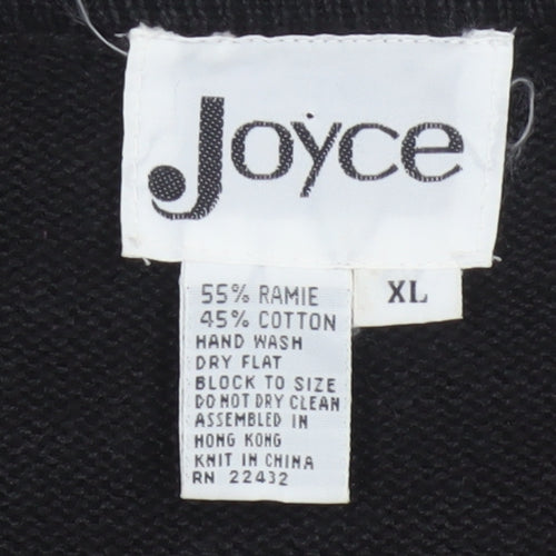 Joyce Women’s Black XL Vintage Sequin Beaded Crew Neck Jumper