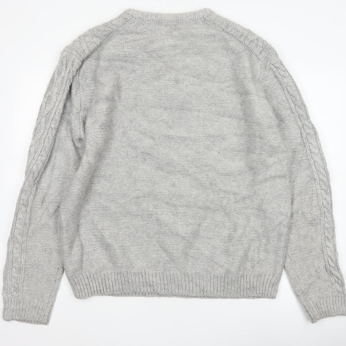 Marks & Spencer Men Grey 2XL Cable Knit Crew Neck Pullover Jumper