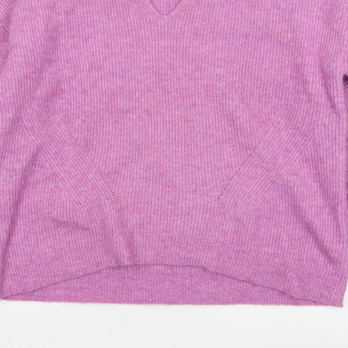 Ro&Zo Women’s Pink V-Neck Balloon Sleeve Knit Jumper UK 8