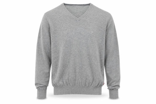 IZOD Men's Grey L V-Neck Fine Knit Pullover Jumper Classic