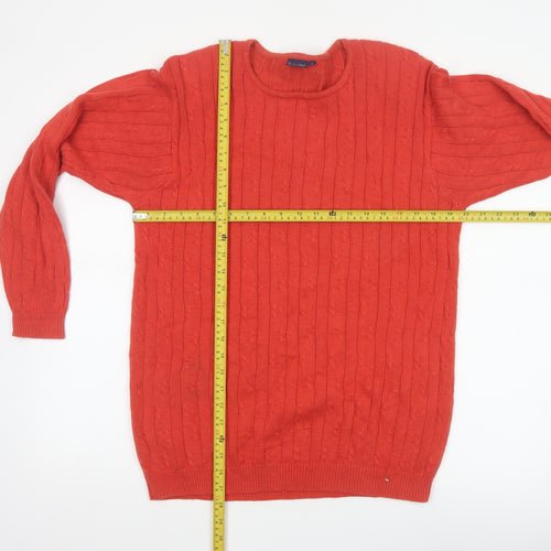 ColourVille Men’s Red S Cable-Knit Cotton Crew Neck Pullover Jumper